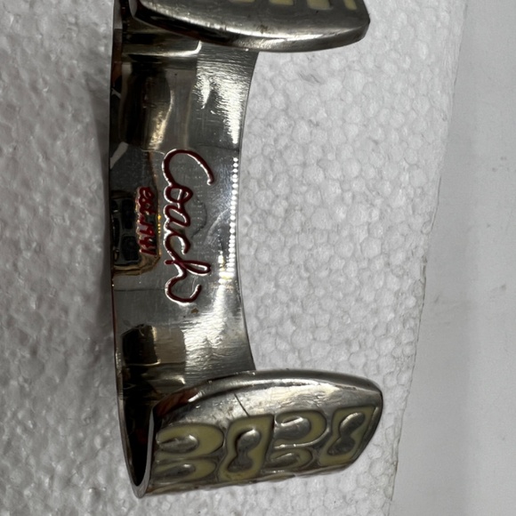 Women's Coach Wide Band Multi-Colored Silver Toned Cuff Bangle Bracelet Gift - Picture 3 of 7